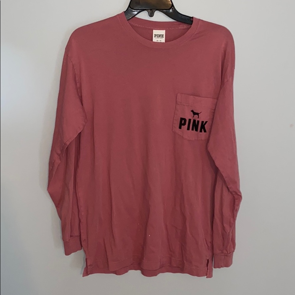 Pink long sleeve shirt with pocket
